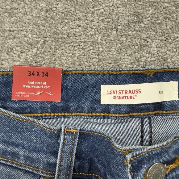 Levi Strauss Signature Slim Fit Ultimate Flex Med Wash Stretch Denim Jeans 34x34 - Picture 8 of 10